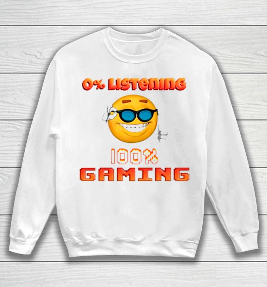 0% Listening 100% Gaming Emoji Sweatshirt