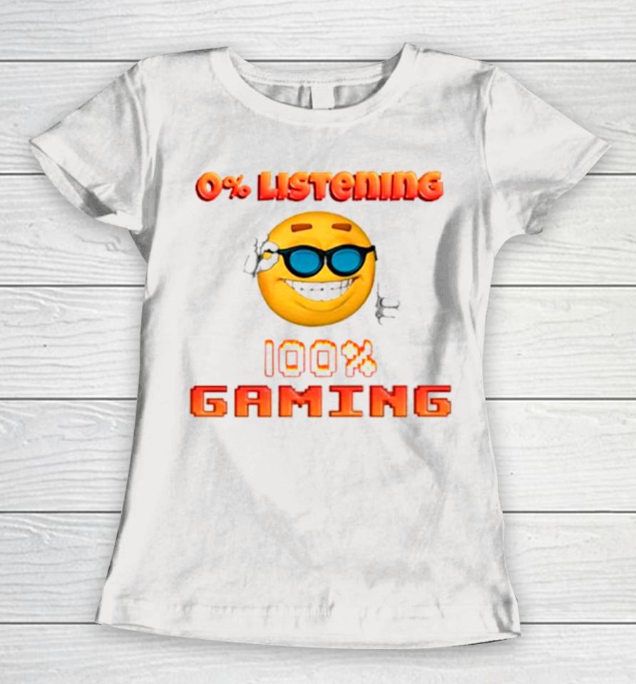0% Listening 100% Gaming Emoji Women T-Shirt