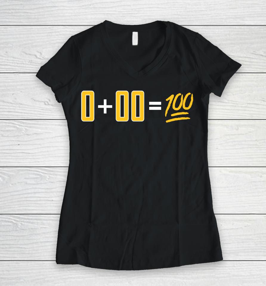 0+0=100 Women V-Neck T-Shirt