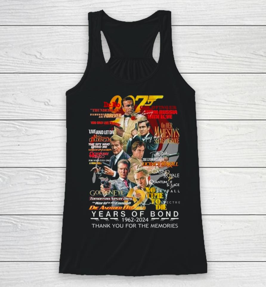 007 Years Of Bond 1962 – 2024 Thank You For The Memories Signatures Racerback Tank