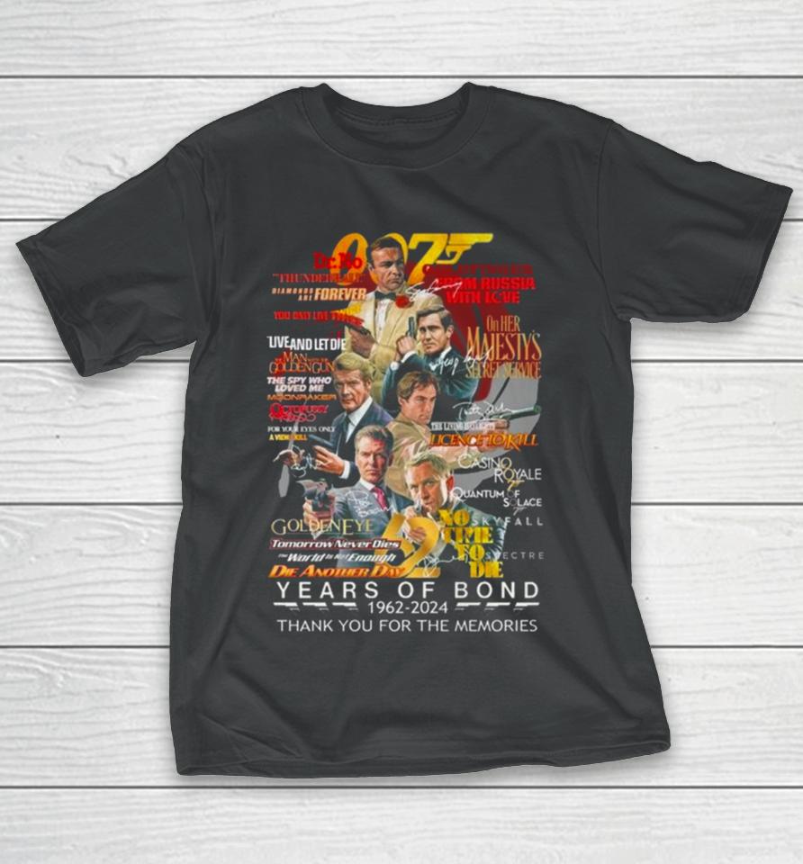 007 Years Of Bond 1962 – 2024 Thank You For The Memories Signatures T-Shirt