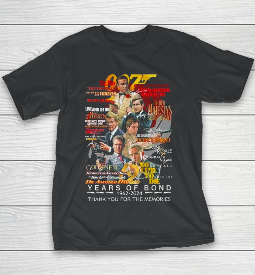 007 Years Of Bond 1962 – 2024 Thank You For The Memories Signatures Youth T-Shirt