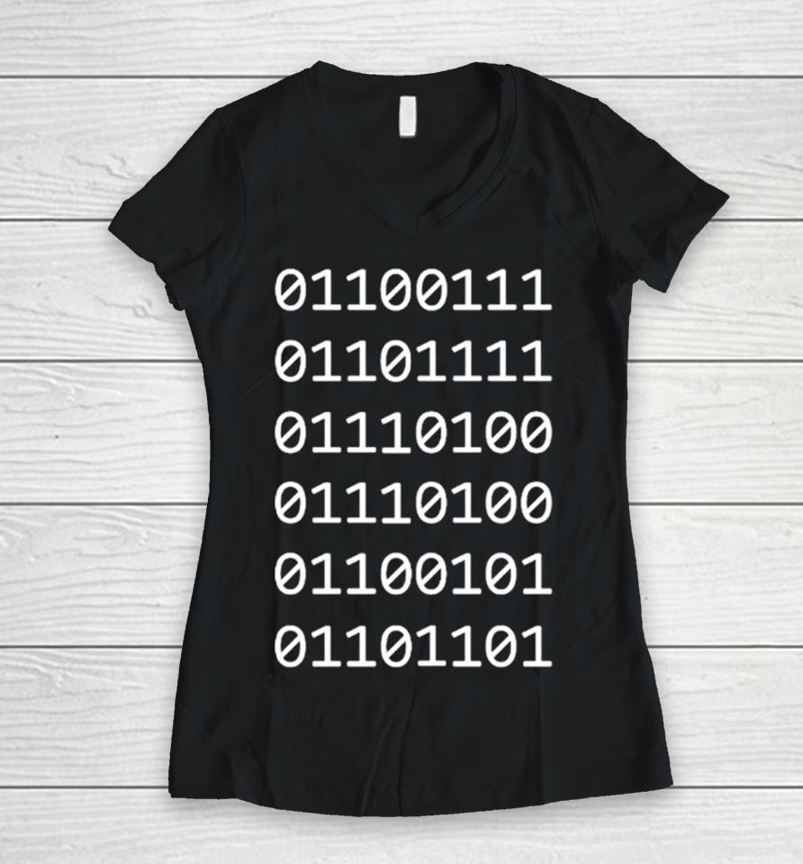 01101101 Binary Gottem Women V-Neck T-Shirt