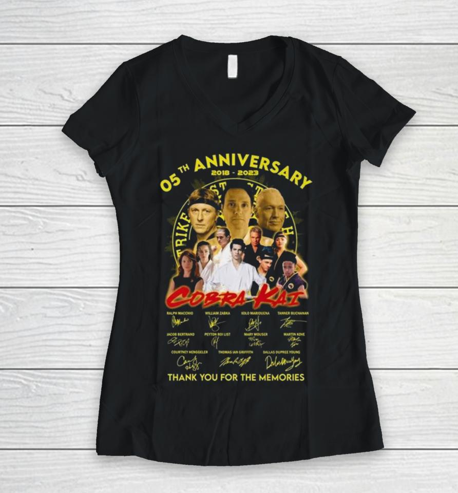 05Th Anniversary 2018 – 2023 Cobra Kai Thank You For The Memories Signatures Women V-Neck T-Shirt