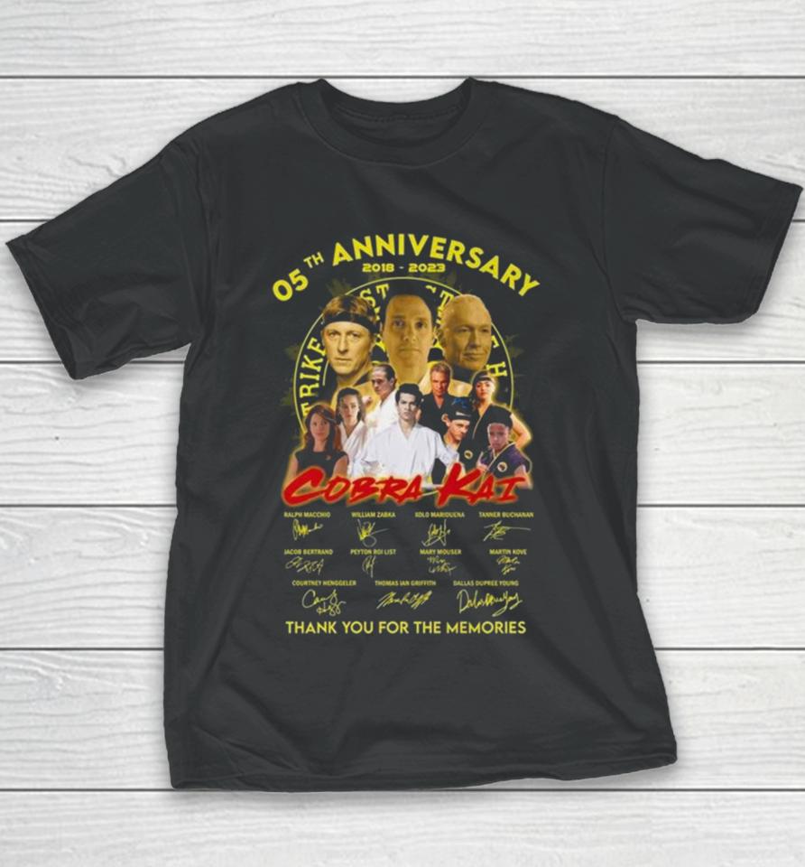 05Th Anniversary 2018 – 2023 Cobra Kai Thank You For The Memories Signatures Youth T-Shirt