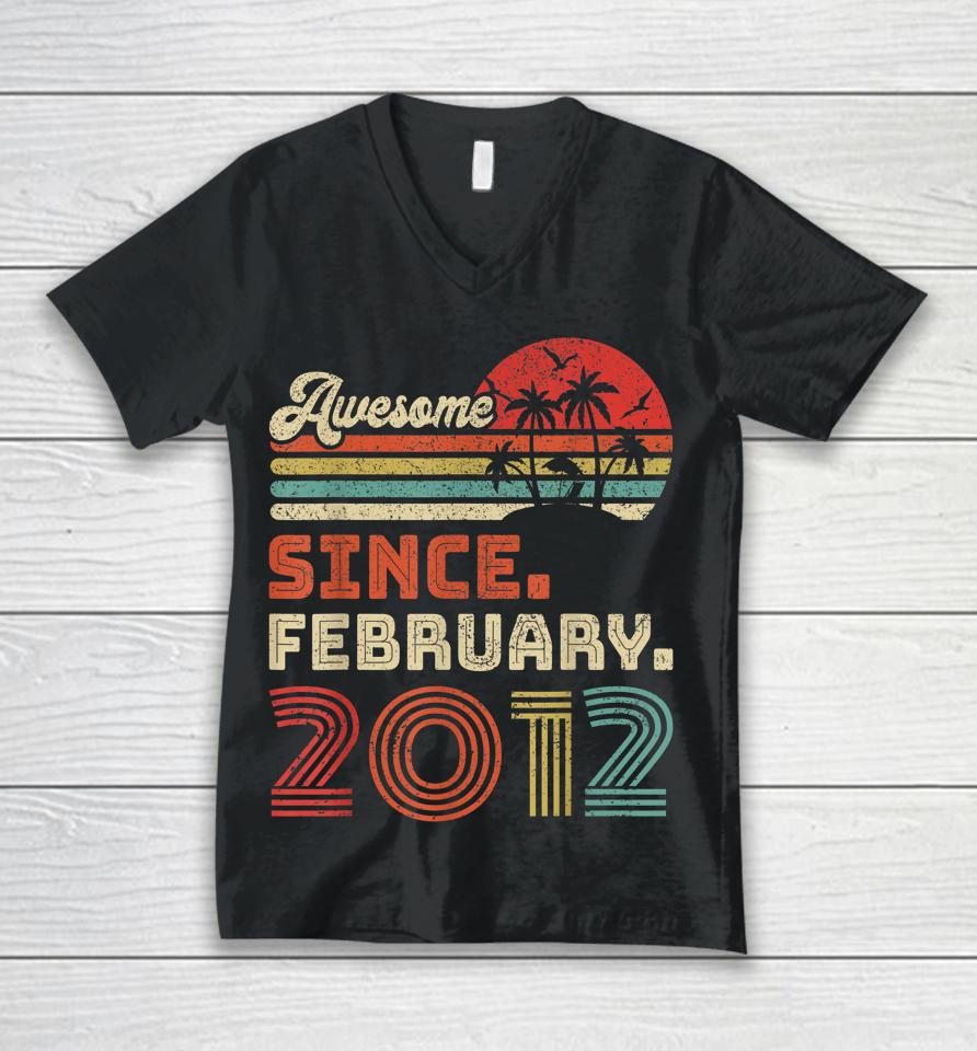 10 Year Old Awesome Since February 2012 10Th Birthday Unisex V-Neck T-Shirt