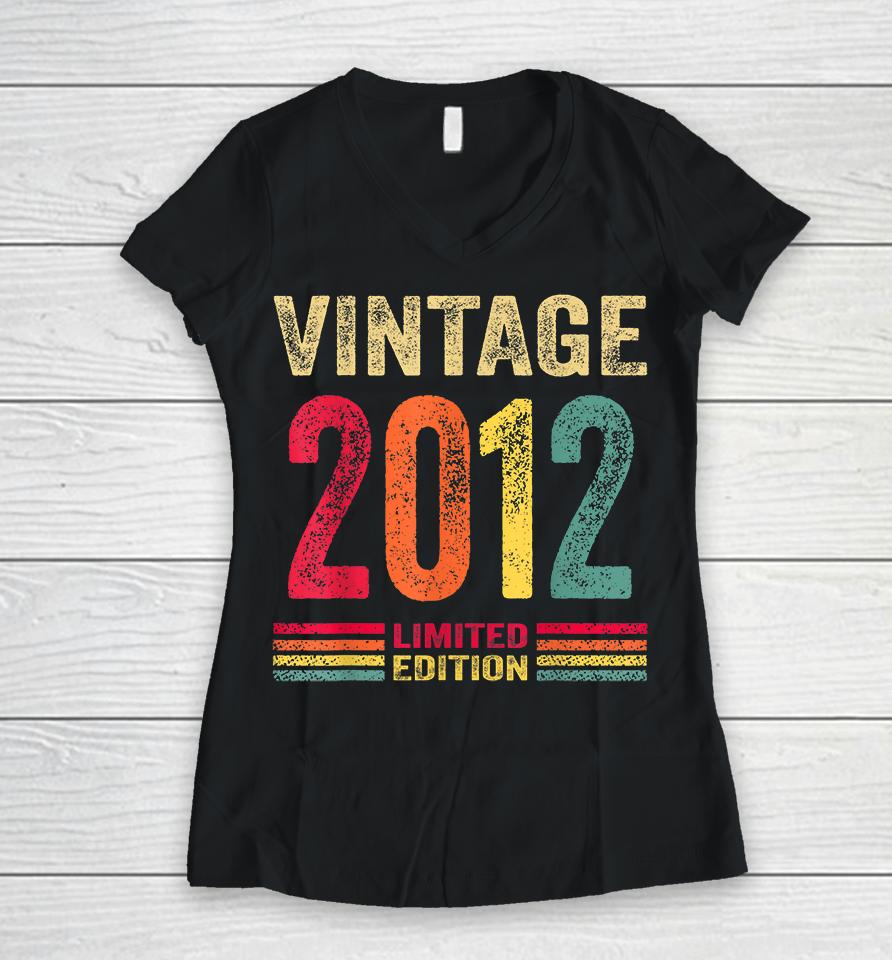 10 Year Old Gifts Vintage 2012 Limited Edition 10Th Birthday Women V-Neck T-Shirt