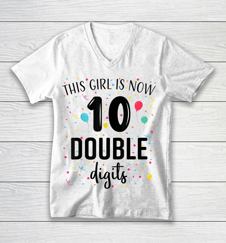10 Years Birthday 10Yr Boy Girl Double Digits 10Th Birthday Unisex V-Neck T-Shirt