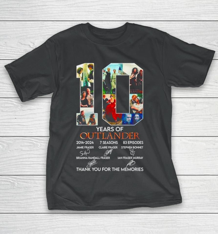 10 Years Of 2014 2024 7 Seasons 83 Episodes Outlander Thank You For The Memories T-Shirt