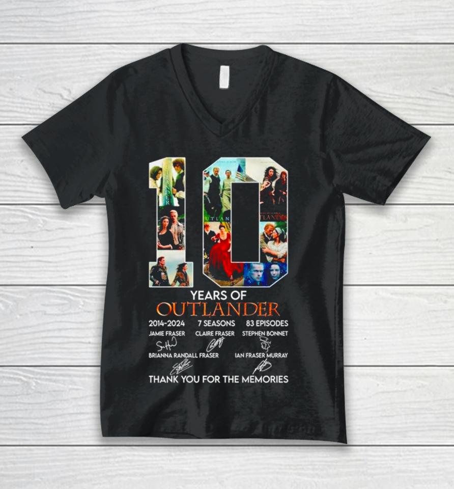 10 Years Of 2014 2024 7 Seasons 83 Episodes Outlander Thank You For The Memories Unisex V-Neck T-Shirt