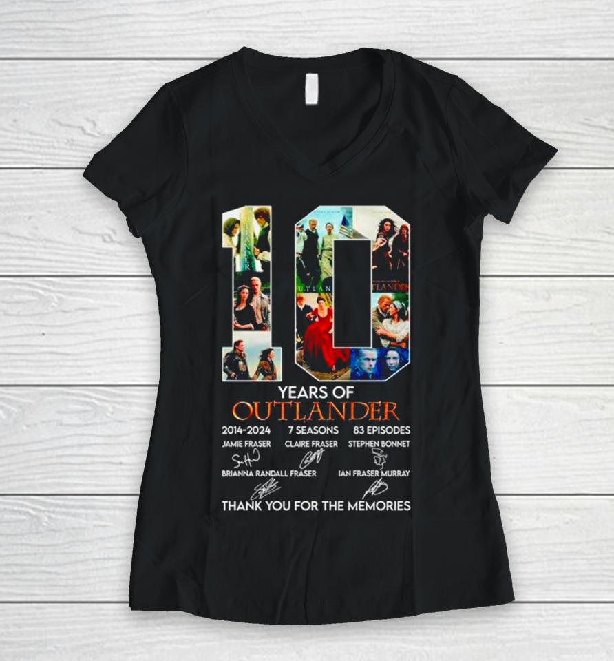10 Years Of 2014 2024 7 Seasons 83 Episodes Outlander Thank You For The Memories Women V-Neck T-Shirt