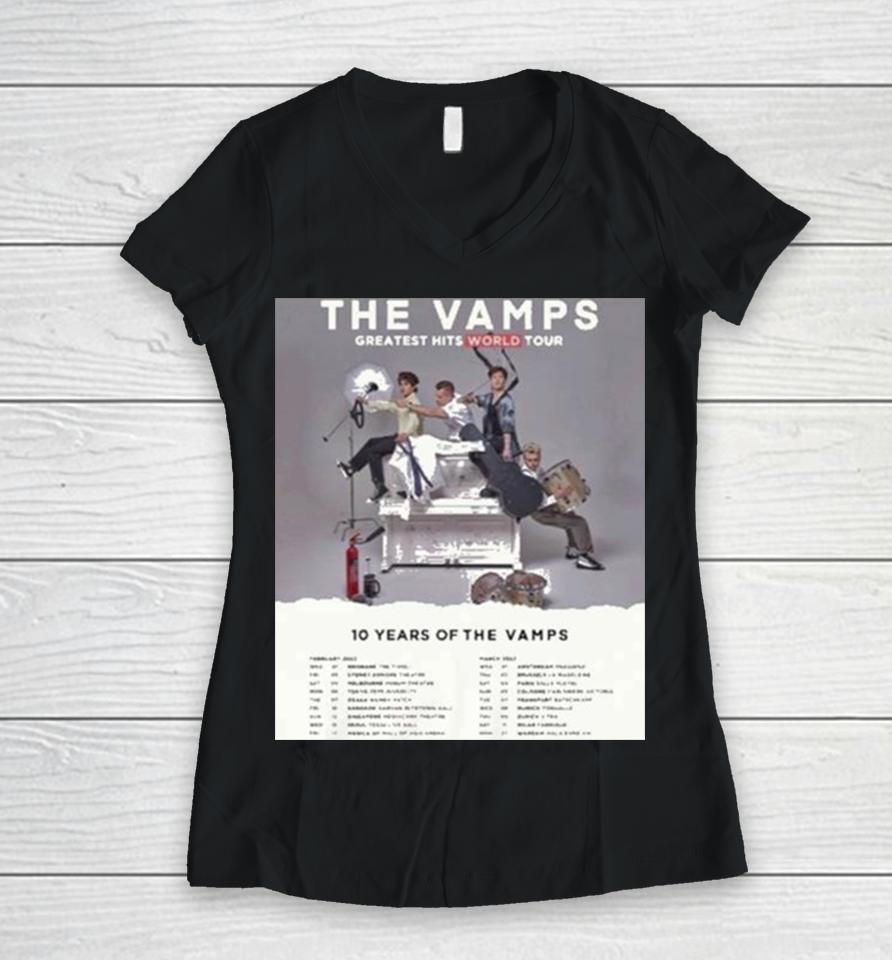 10 Years Of The Vamps Greatest Hits Worlsd Tour 2023 Women V-Neck T-Shirt