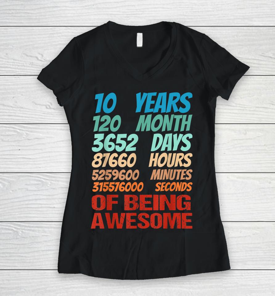 10 Years Old 10Th Birthday Boy Girl 10Th Birthday Women V-Neck T-Shirt