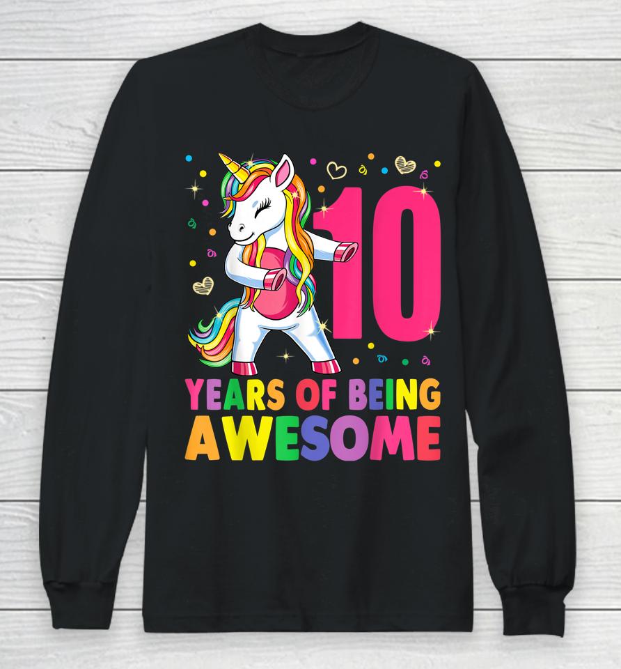 10 Years Old 10Th Birthday Girl Unicorn Long Sleeve T-Shirt