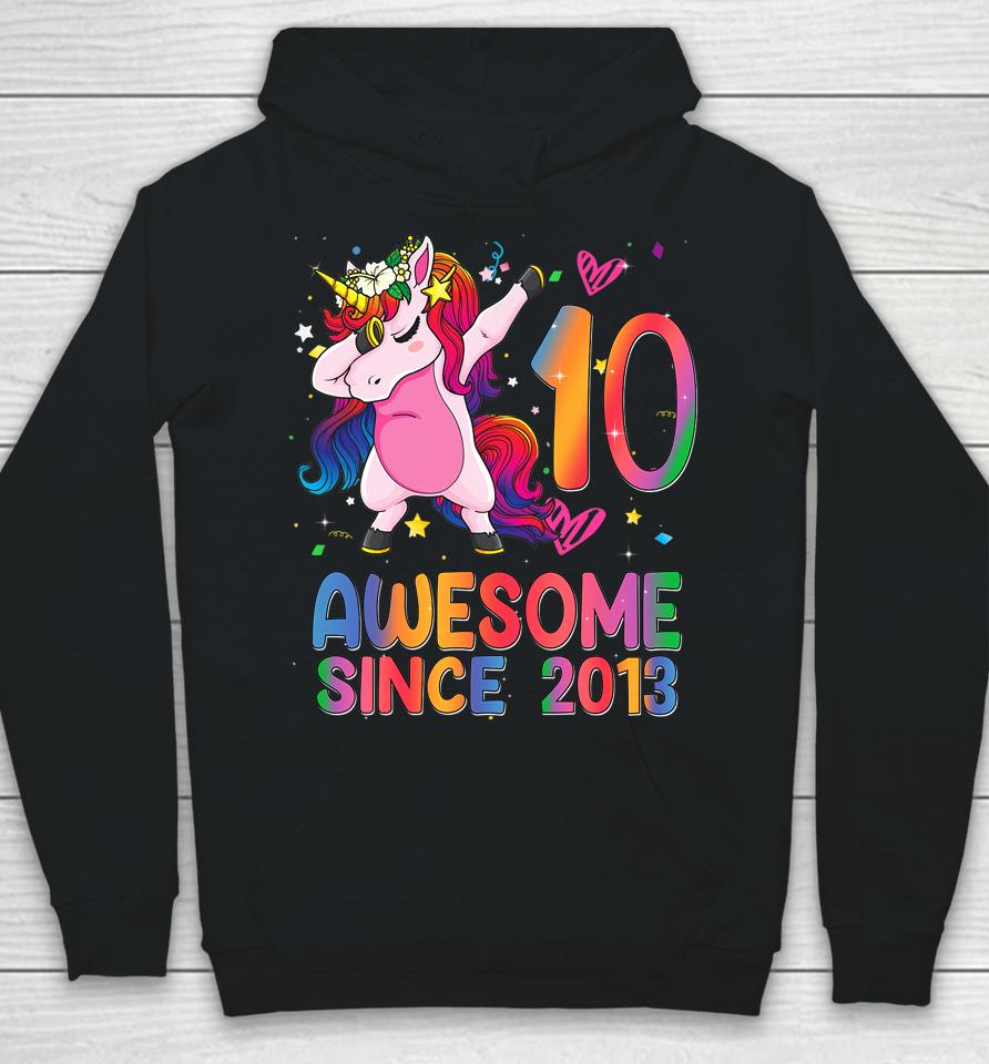 10 Years Old Gifts Unicorn Dabbing 10Th Birthday Girl Teens Hoodie