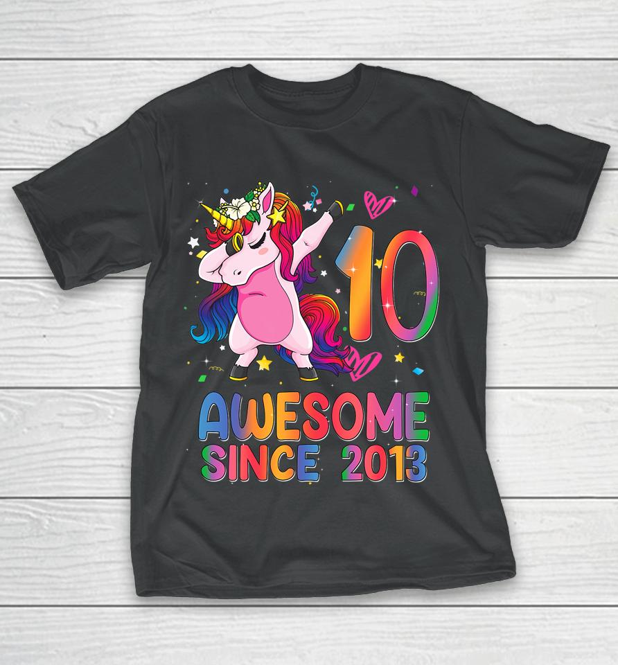10 Years Old Gifts Unicorn Dabbing 10Th Birthday Girl Teens T-Shirt