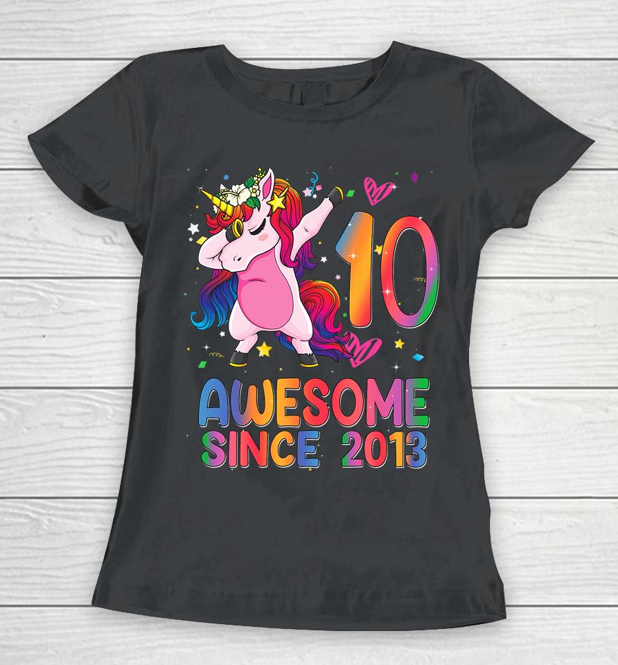 10 Years Old Gifts Unicorn Dabbing 10Th Birthday Girl Teens Women T-Shirt