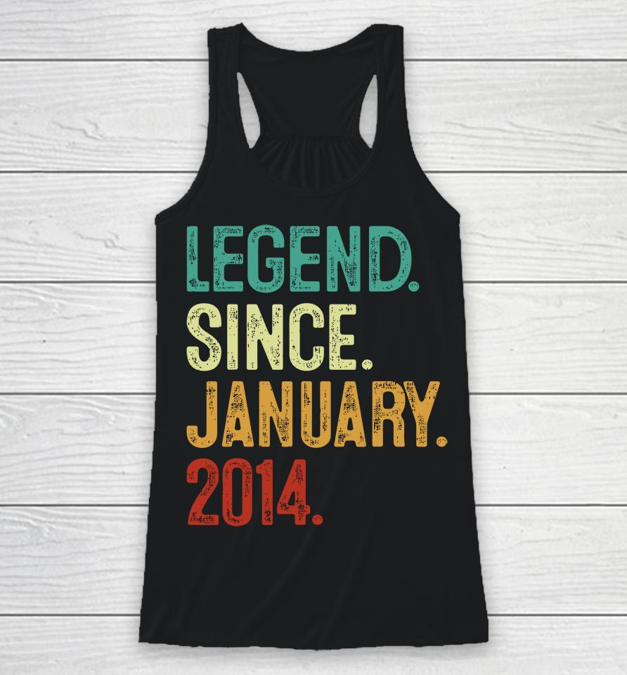 10 Years Old Legend Since January 2014 10Th Birthday Racerback Tank