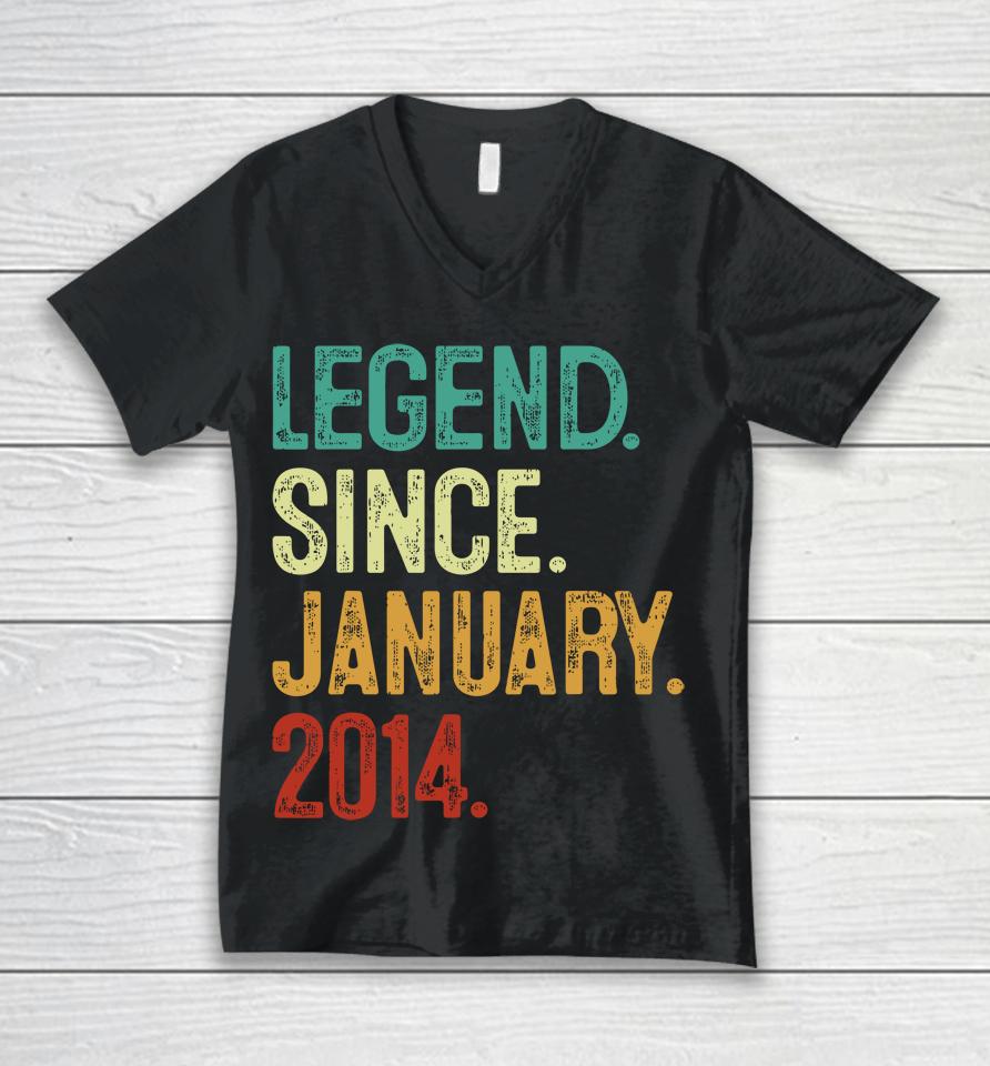 10 Years Old Legend Since January 2014 10Th Birthday Unisex V-Neck T-Shirt