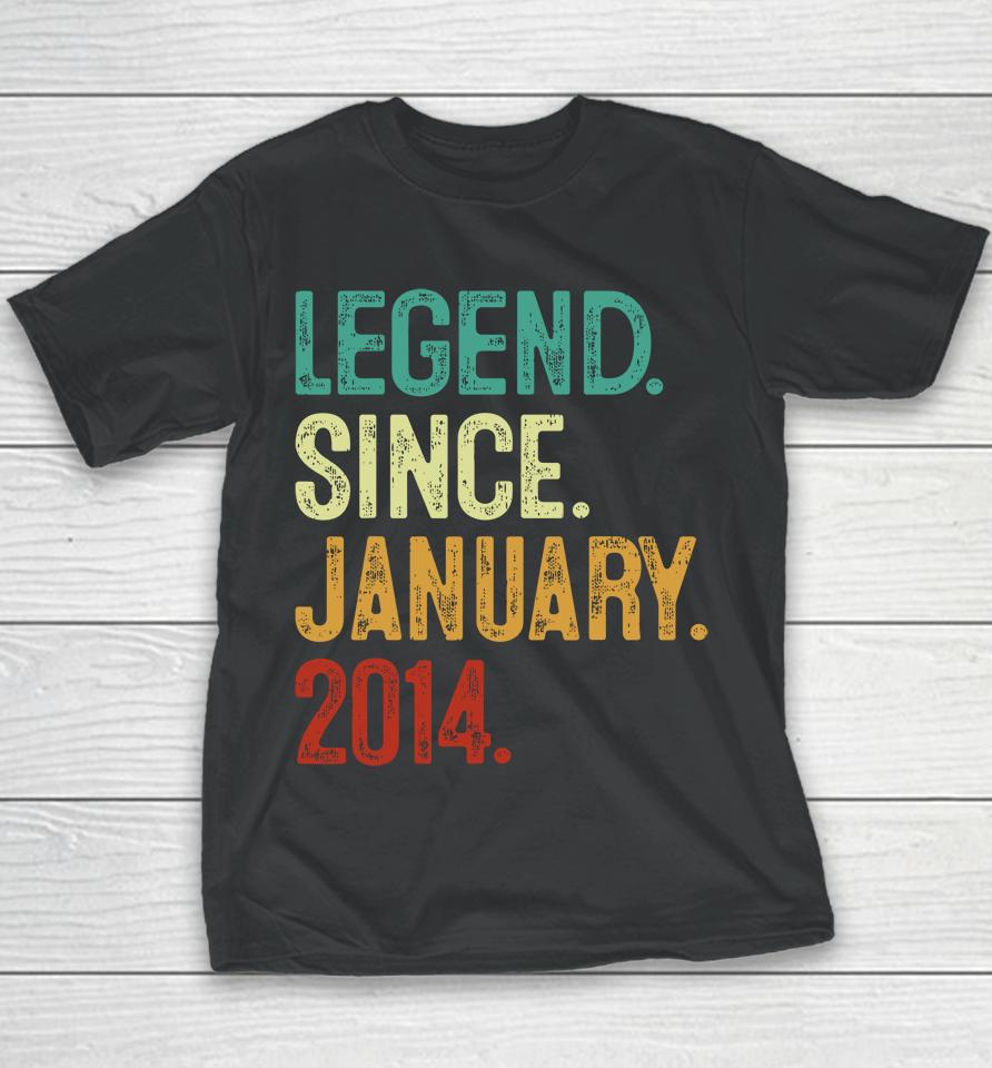 10 Years Old Legend Since January 2014 10Th Birthday Youth T-Shirt