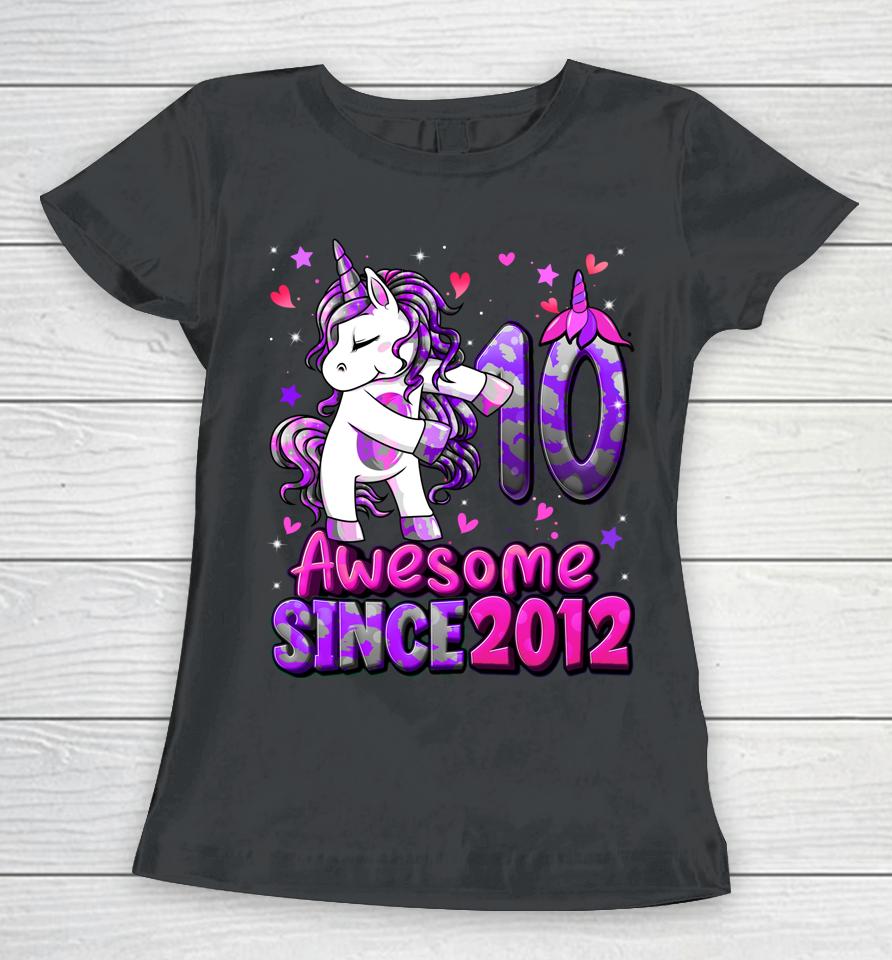 10 Years Old Unicorn Flossing 10Th Birthday Girl Unicorn Women T-Shirt