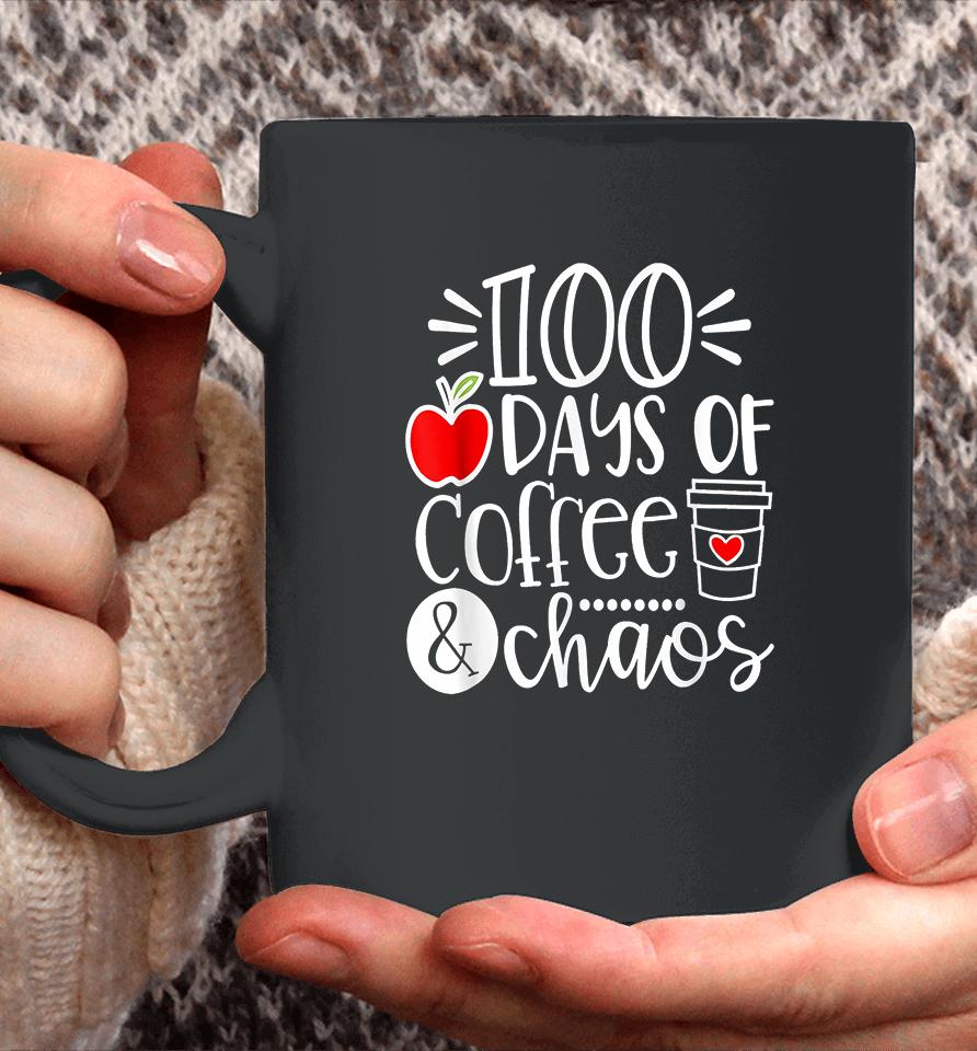 100 Days Of Coffee Chaos Teacher Happy 100 Days Of School Coffee Mug