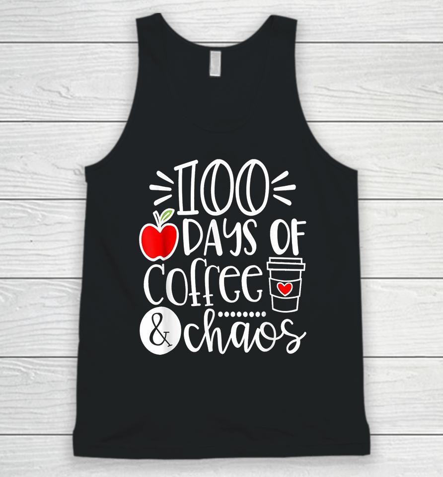 100 Days Of Coffee Chaos Teacher Happy 100 Days Of School Unisex Tank Top