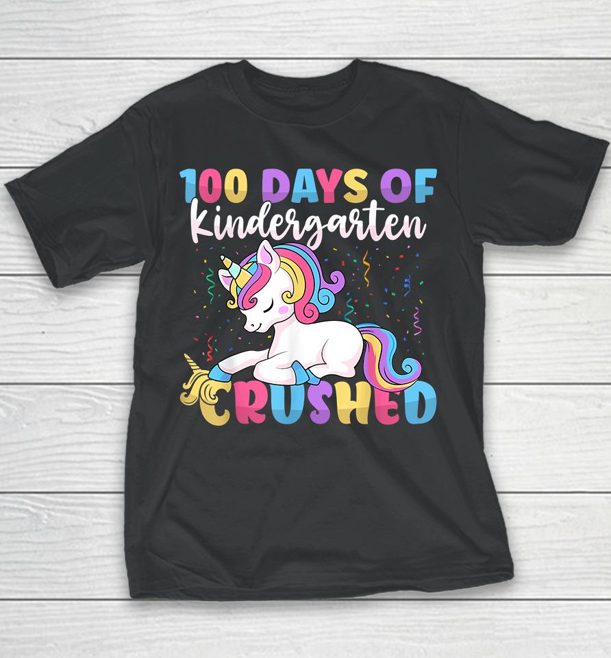 100 Days Of Kindergarten Crushed Unicorn Youth T-Shirt