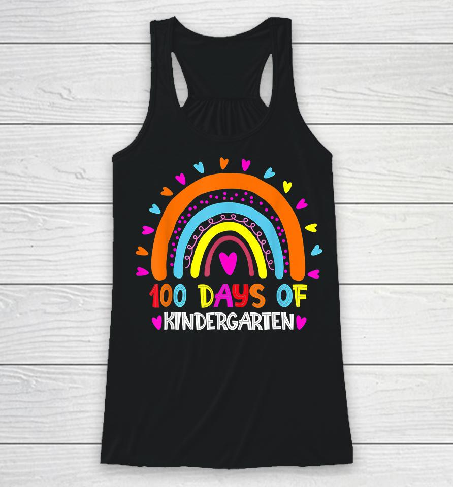 100 Days Of Kindergarten School Teacher Rainbow Racerback Tank