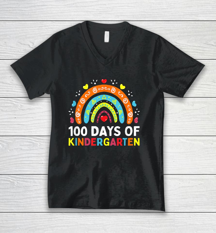 100 Days Of Kindergarten School Teacher Unisex V-Neck T-Shirt