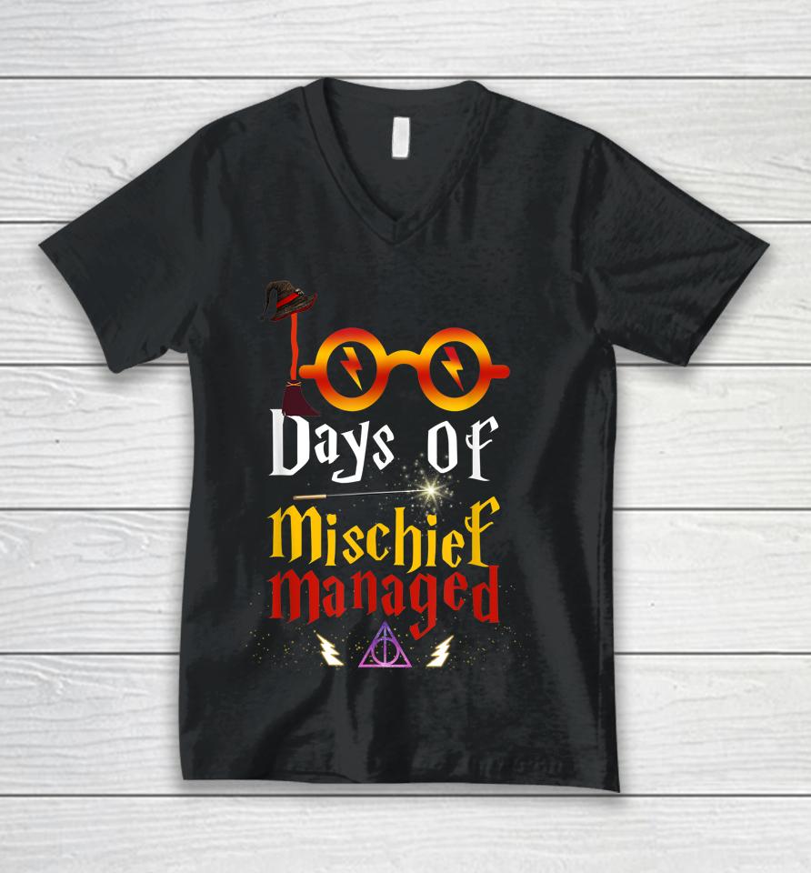 100 Days Of Mischief Managed Unisex V-Neck T-Shirt