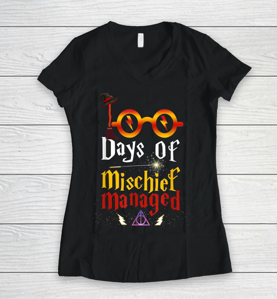 100 Days Of Mischief Managed Women V-Neck T-Shirt