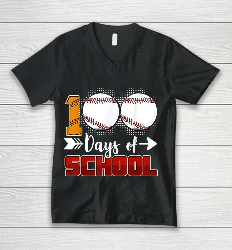 100 Days Of School Baseball Unisex V-Neck T-Shirt