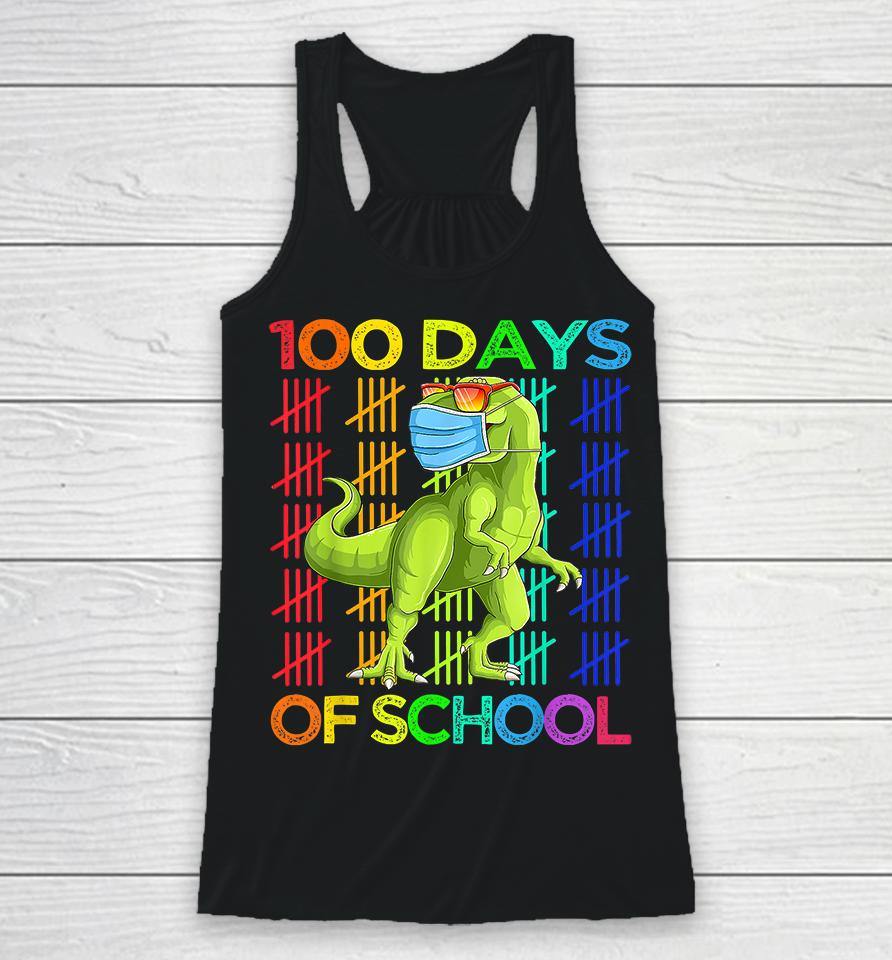 100 Days Of School Dinosaur T-Rex Racerback Tank