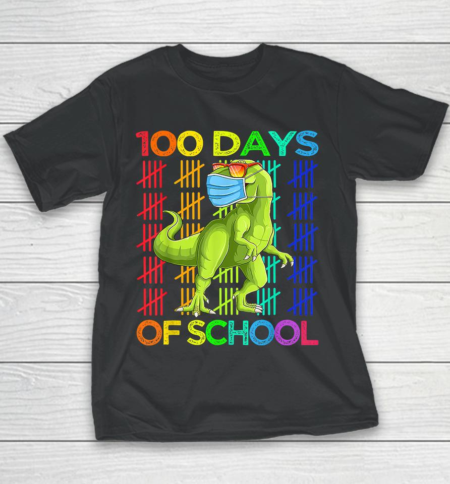 100 Days Of School Dinosaur T-Rex Youth T-Shirt