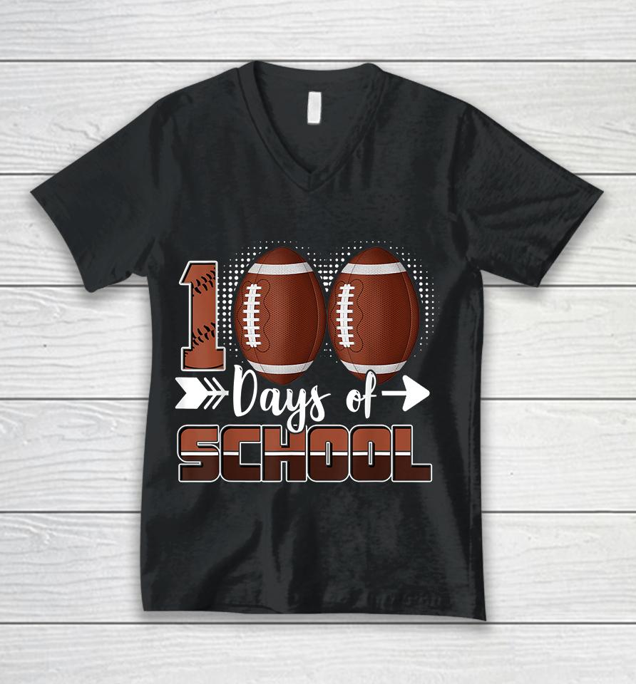 100 Days Of School Football Unisex V-Neck T-Shirt