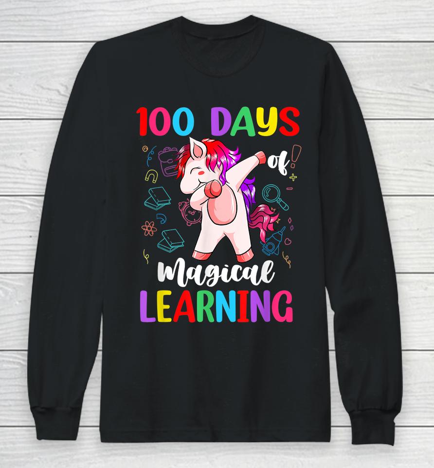 100 Days Of School Magical Learning Unicorn Long Sleeve T-Shirt