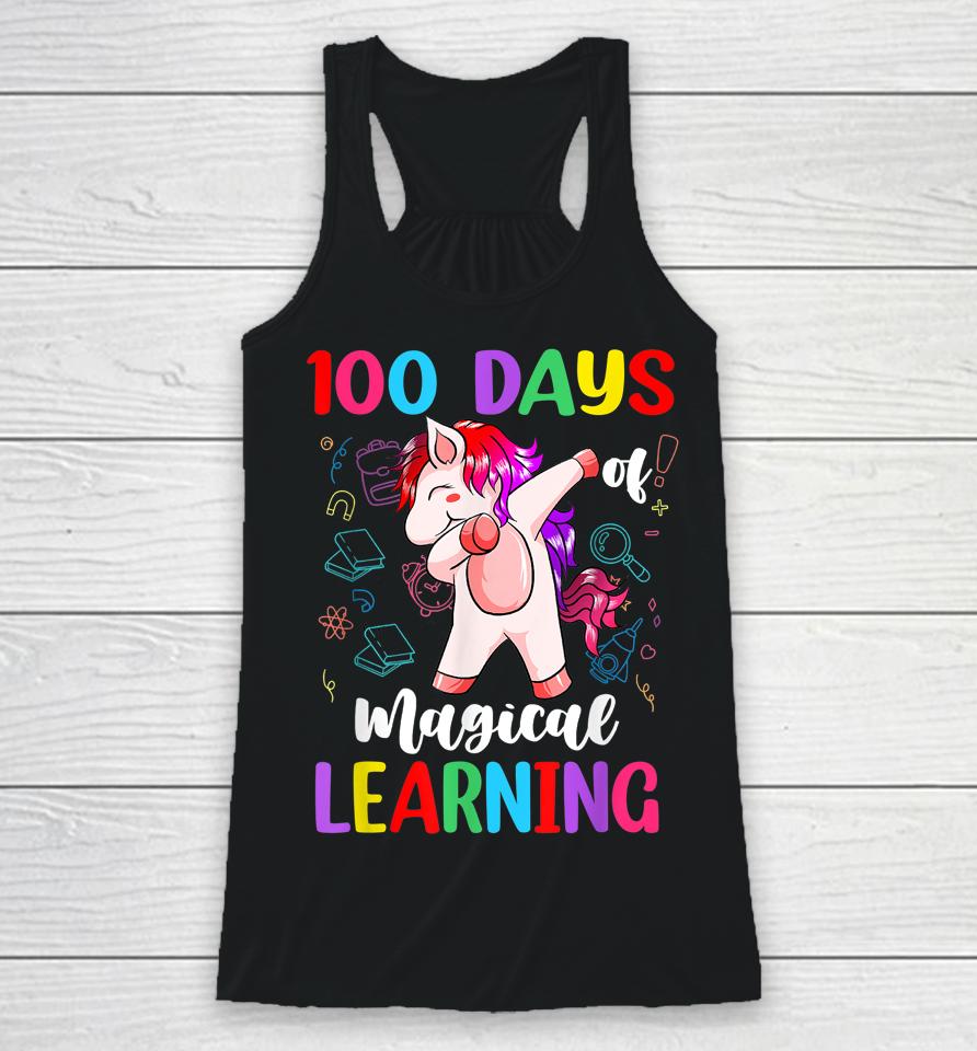 100 Days Of School Magical Learning Unicorn Racerback Tank