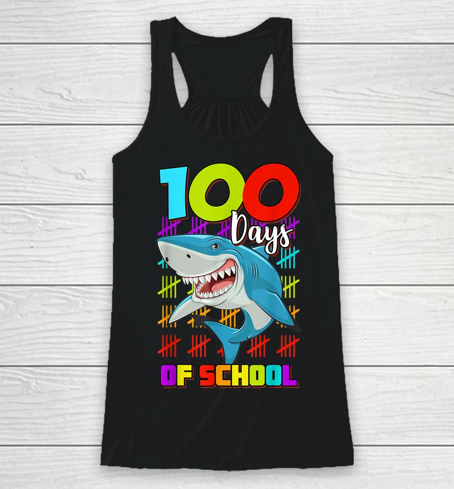 100 Days Of School Shark Racerback Tank