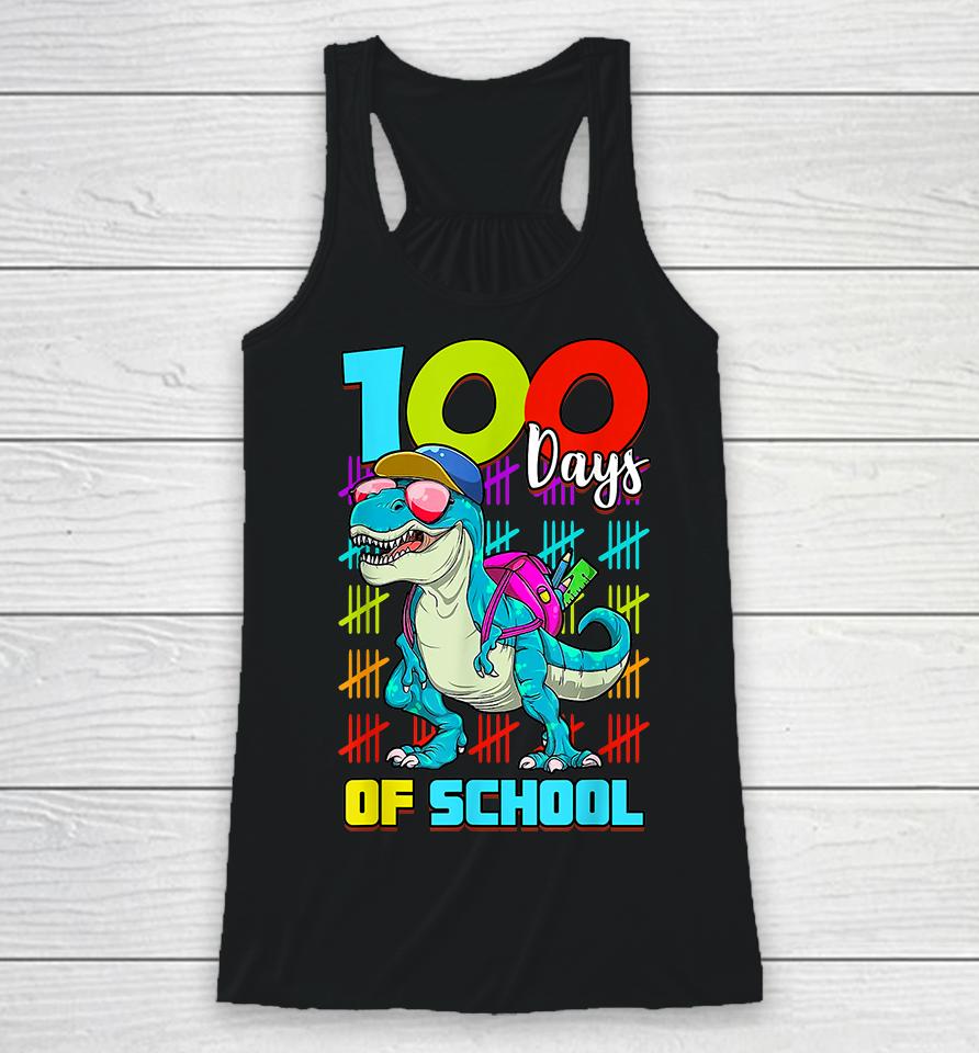 100 Days Of School T-Rex Racerback Tank