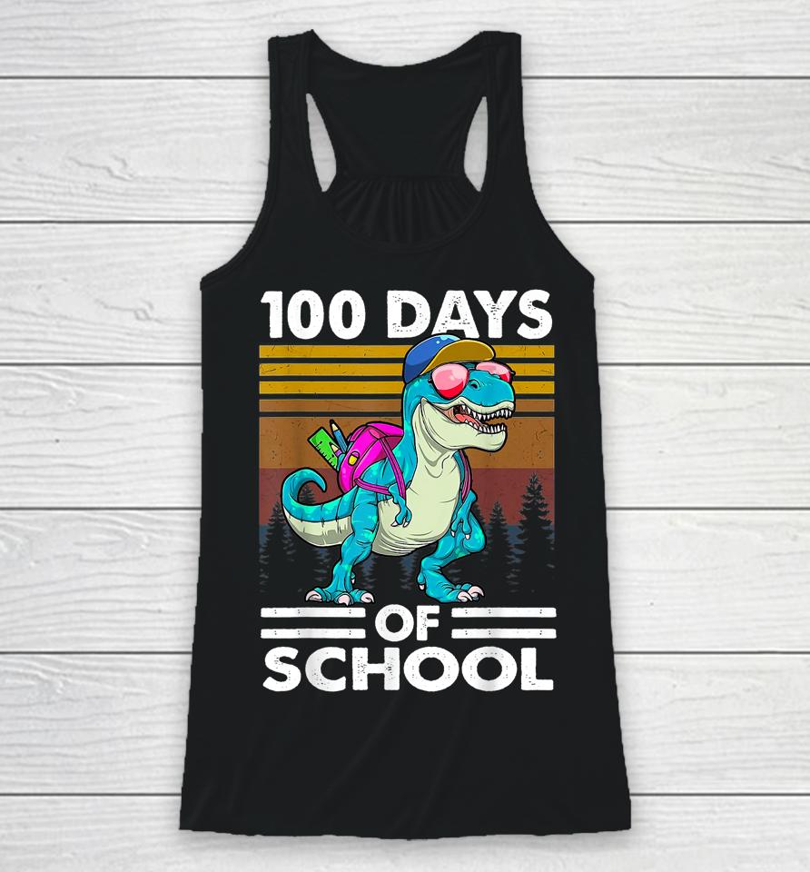 100 Days Of School T-Rex Racerback Tank