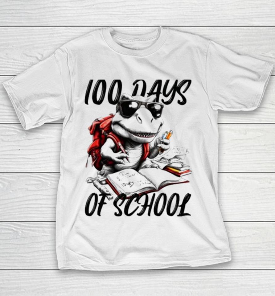 100 Days Of School T Rex With Glasses Youth T-Shirt