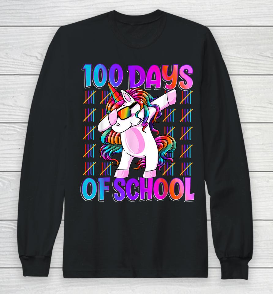 100 Days Of School Unicorn Dabbing Long Sleeve T-Shirt