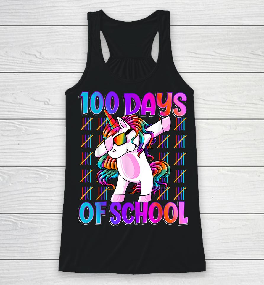 100 Days Of School Unicorn Dabbing Racerback Tank
