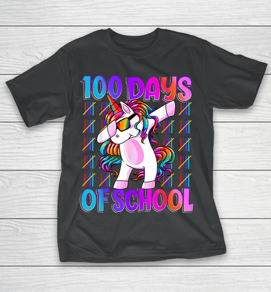 100 Days Of School Unicorn Dabbing T-Shirt