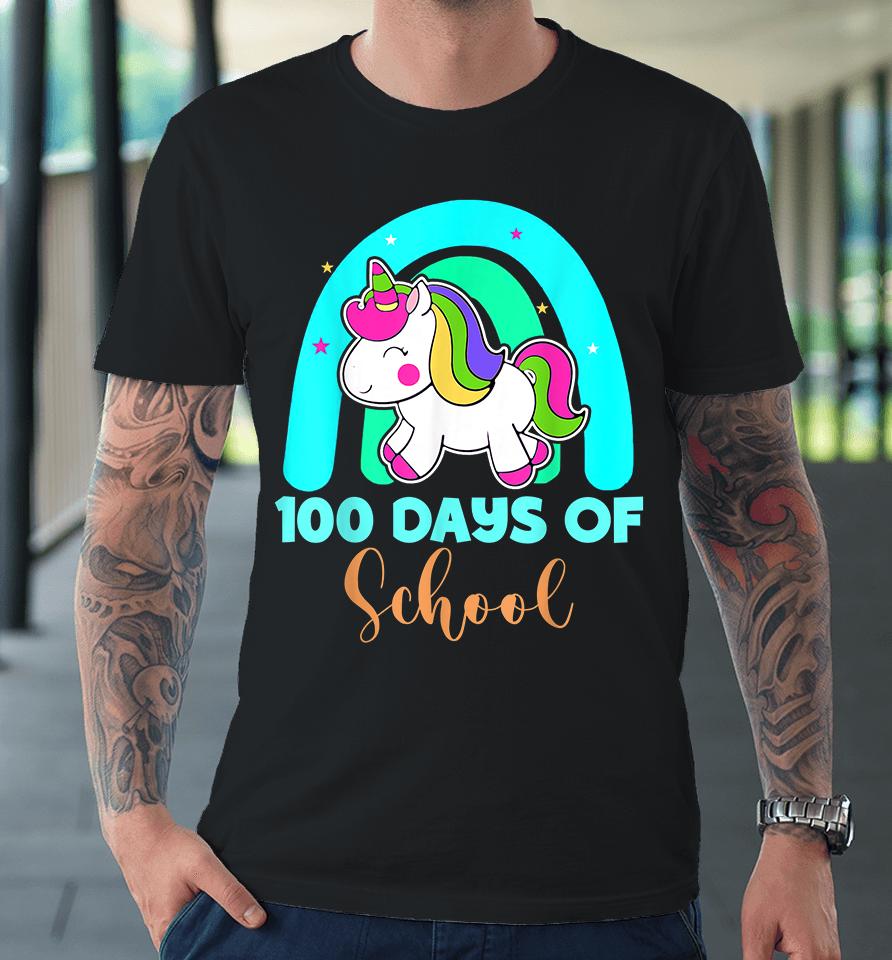 100 Days Of School Unicorn Rainbow Girls Premium T-Shirt