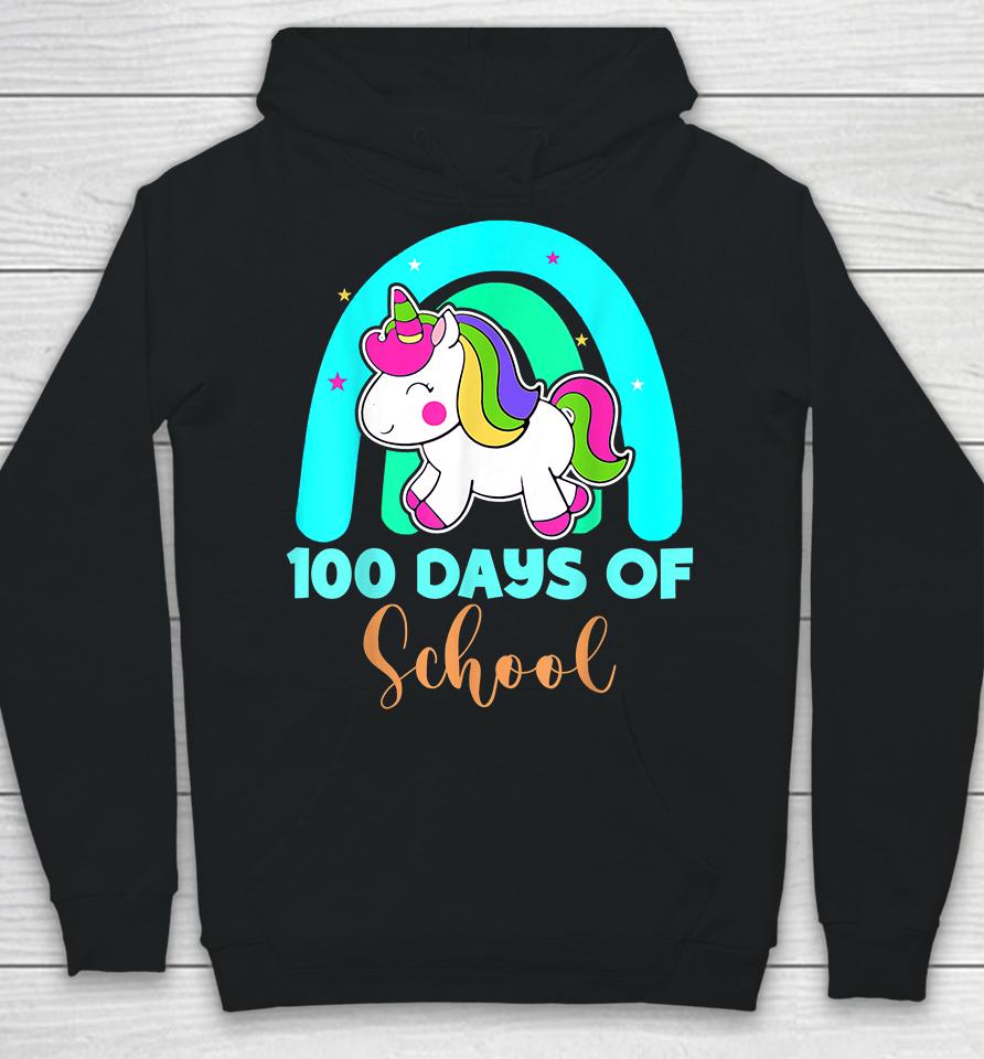 100 Days Of School Unicorn Rainbow Girls Hoodie