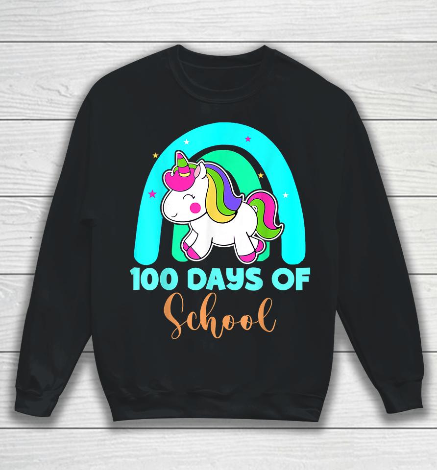 100 Days Of School Unicorn Rainbow Girls Sweatshirt