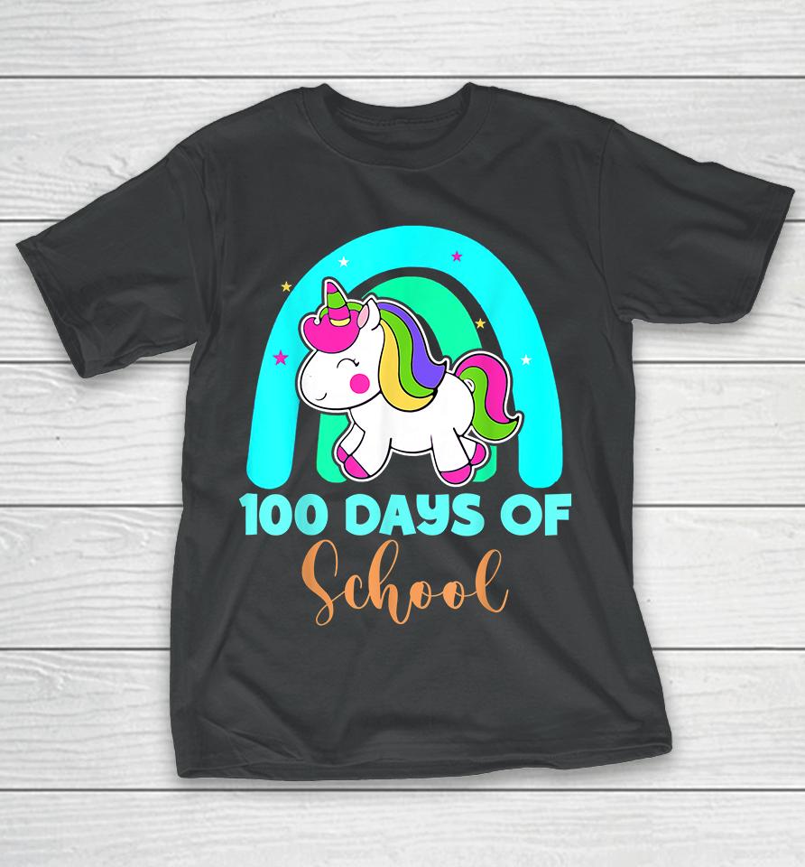 100 Days Of School Unicorn Rainbow Girls T-Shirt