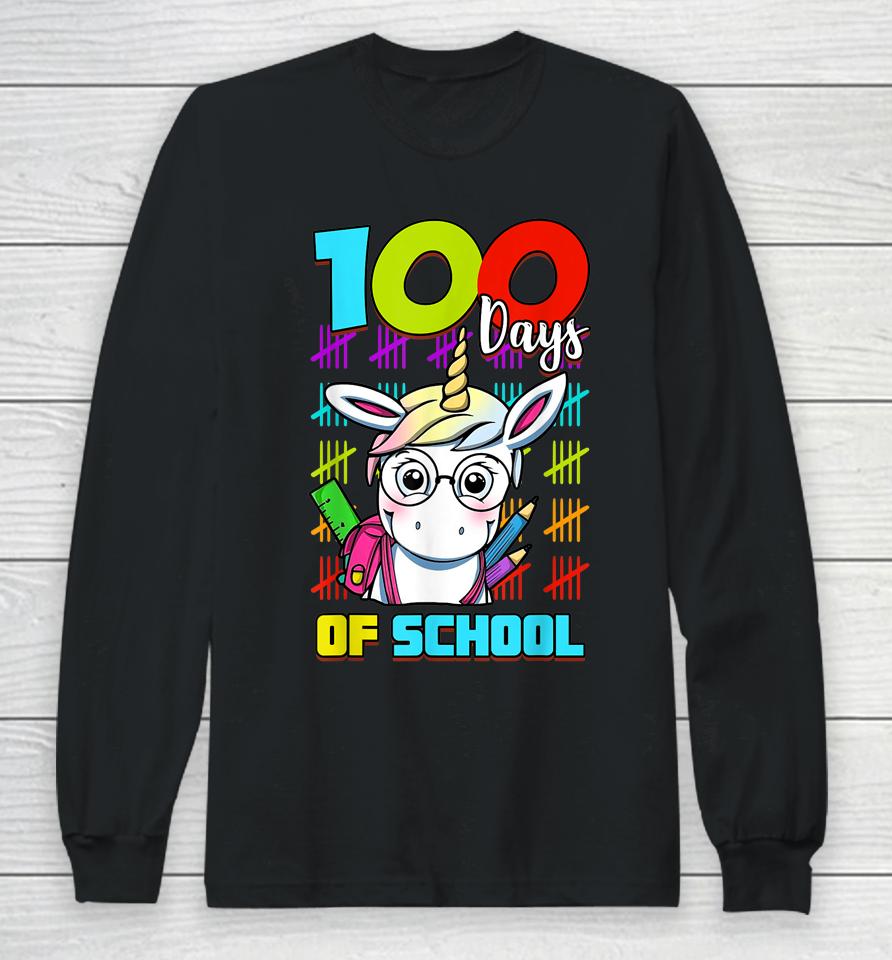100 Days Of School Unicorn Long Sleeve T-Shirt